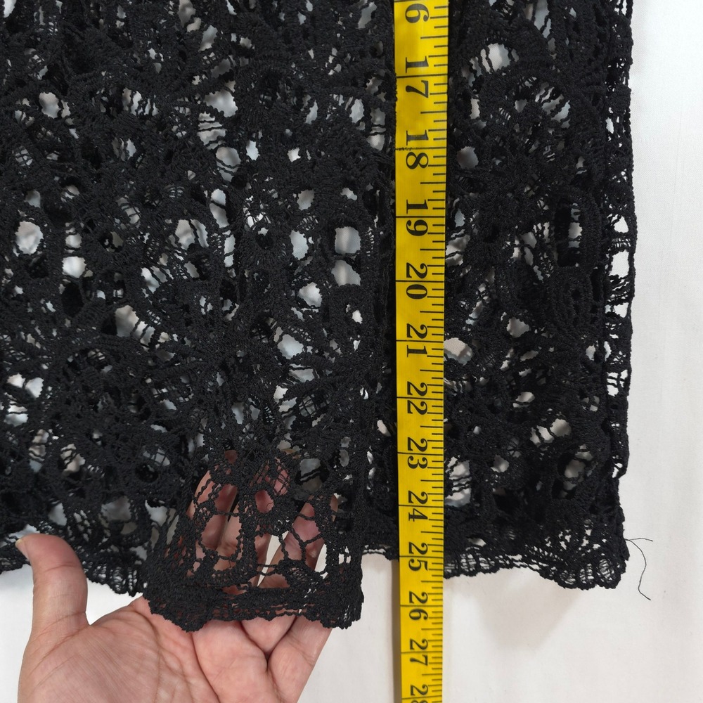 Black Crochet Lace Sleeveless Top Women S M Boho Sheer Zip Back Indie Sleaze - Picture 4 of 6